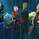 Shonen Jump+ characters and pose alongside Captain Velvet Meteor on a mysterious space-like environment.